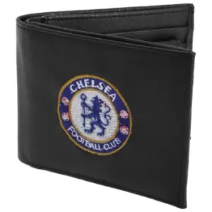 Chelsea FC Mens Official Leather Wallet With Embroidered Football Crest (One Size) (Black)