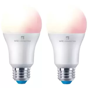 4lite WiZ Connected LED Smart A60 Bulb WiFi & Bluetooth ES (E27) Colour Changing, Tuneable White & Dimmable - Twin Pack