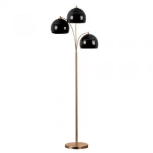 Dantzig Copper 3 Arm Floor Lamp with Black Dome Shades