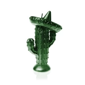 Green Metallic Cactus Sombrero Candle