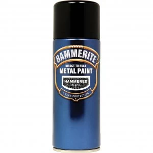 Hammerite Hammered Finish Metal Paint Aerosol Black 400ml