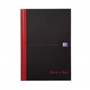 Black n Red Casebound Hardback A5 Notebook Single Cash 192 Pages