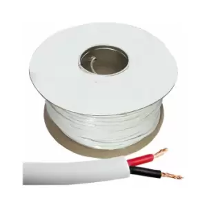 Loops - 25m (82 ft) Double Insulated Speaker Cable 1.15mm² White 100V Volt pa System Reel Drum