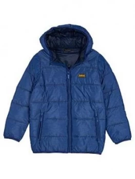 Barbour International Boys Court Quilt Hooded Coat - Inky Blue, Inky Blue, Size Age: 8-9 Years