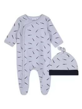 BOSS Baby Boys Print Sleepsuit And Hat Set - Pale Blue Size 9 Months