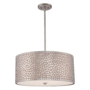 4 Light Large Round Ceiling Pendant Old Silver, E27