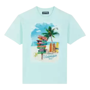 Cotton Men T-Shirt Holidays Signpost - Portisol - Blue - Size M - Vilebrequin