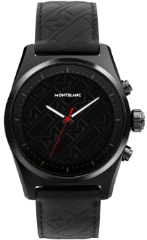 Mont Blanc - Mont Blanc Summit Lite Aluminium Black And Leather Strap X Mont Blanc Ultrablack Collection - Smartwatches - Black
