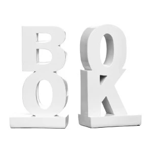 Premier Housewares 'Book' Bookends Set of 2 - Polyresin White High Gloss