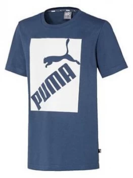 Puma Big Logo Boys T-Shirt Blue