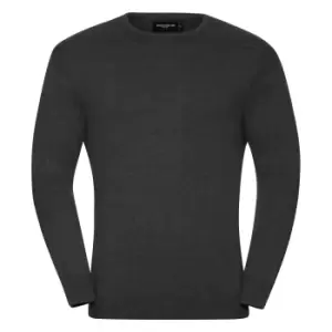 Russell Mens Cotton Acrylic Crew Neck Sweater (4XL) (Charcoal Marl)