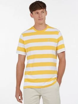 Barbour Bleach Stripe T-Shirt - Yellow , Yellow, Size 2XL, Men