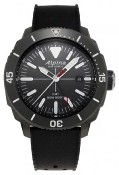 Alpina Mens Seastrong Diver GMT Black Rubber Strap AL- Watch