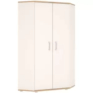 4Kids Corner Wardrobe in Light Oak and white High Gloss lilac handles