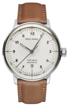 Iron Annie 5046-1 Bauhaus White Dial Brown Leather Strap Watch