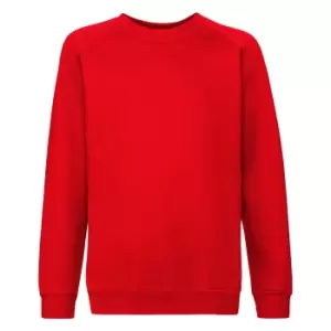 Fruit Of The Loom Childrens/Kids Unisex Raglan Sleeve Sweatshirt (7-8) (Red)