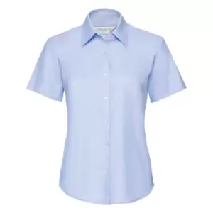 Russell Collection Ladies/Womens Short Sleeve Easy Care Oxford Shirt (XS) (Oxford Blue)