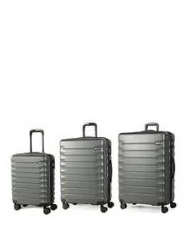 Rock Luggage Synergy 8-Wheel Suitcases - 3 Piece Set - Charcoal