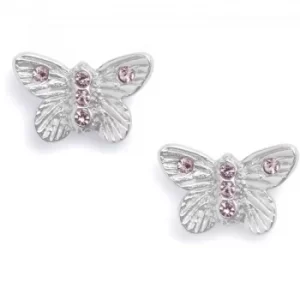 Bejewelled Butterfly Stud Silver Earrings