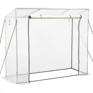 Outsunny 200X73X168Cm Walk-in Garden Greenhouse Plant Warm House With Roll Up Door - White