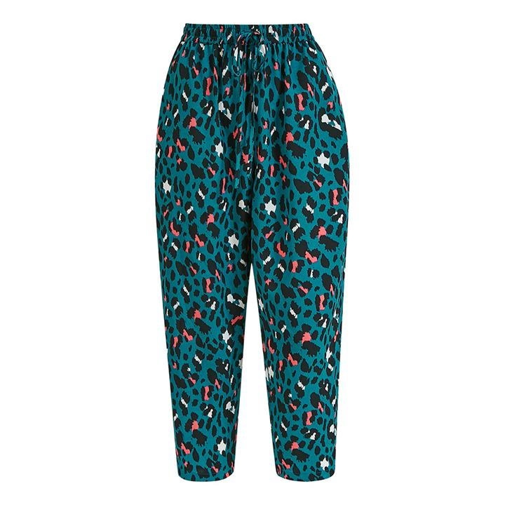 Yumi Blue Leopard Print Drawstring Trousers - 8