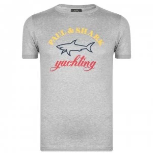 Paul And Shark Logo T Shirt - Marl Grey 931