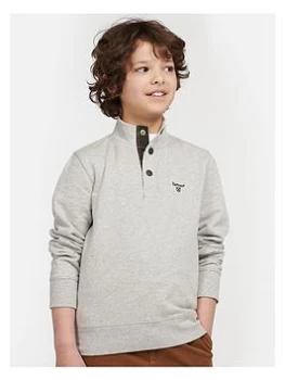 Barbour Boys Half Snap Sweat Top - Grey Marl, Size 8-9 Years