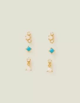Accessorize 14ct Gold-Plated Studs Set of Three