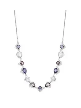 Mood Silver Lavender And Crystal Stone Set Toggle Necklace, Silver, Women