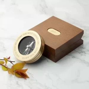 Personalised Brass Compass in a Wooden Box, Brass