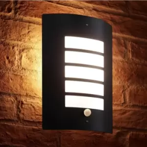 Auraglow Energy Saving Motion Activated PIR Sensor Outdoor Security Wall Light - Black Matte Finish - Warm White [Energy Class A+]