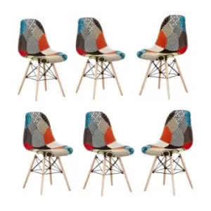 Moda Patchwork Eiffel Chair - Set of 6 - Multicoloured - Multi