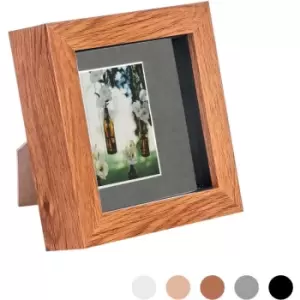 Nicola Spring - 3D Box Photo Frame - 4 x 4' with 2 x 2' Mount - Dark Wood/Grey