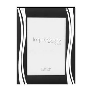 4" x 6" - Impressions Black Photo Frame with Silver Waves