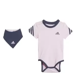 adidas 3-Stripes Onesie with Bib Kids - Clear Pink / Shadow Navy