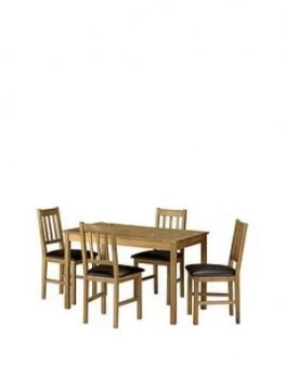Julian Bowen Coxmoor 118cm Solid Oak Dining Table + 4 Chairs
