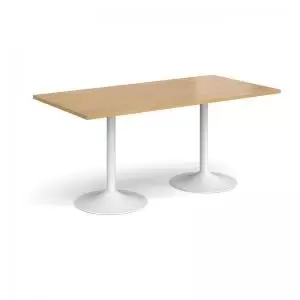 Genoa rectangular dining table with white trumpet base 1600mm x 800mm