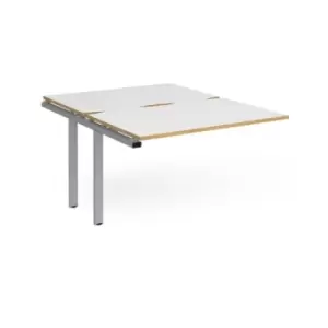 Bench Desk Add On 2 Person Rectangular Desks 1200mm White/Oak Tops With Silver Frames 1600mm Depth Adapt