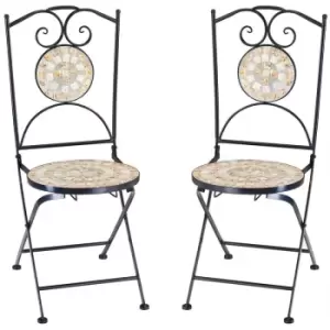 Bilbao Mosaic Chairs Set of 2 Metal Seat Height 45cm Foldable Garden Balcony Patio Furniture