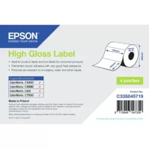 Epson C33S045719 Original High Gloss Label Roll 102mm x 152mm - 4 Pack (4 x 800 Labels)