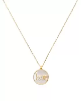 kate spade new york Lucky Charm Pave Love Mother of Pearl Disc Pendant Necklace in Gold Tone, 16-19