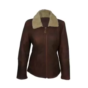 Eastern Counties Leather Womens/Ladies Hillary Aviator Sheepskin Coat (14) (Brick Forest)