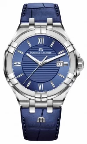 Maurice Lacroix Aikon 42mm Mens Blue Dial Blue Leather Watch