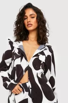 Abstract Plisse Oversized Shirt