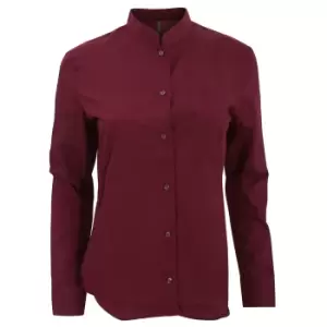 Kariban Womens/Ladies Long Sleeve Mandarin Collar Shirt (S) (Wine)