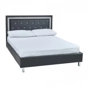 Crystalle Grey Faux Leather Bed Grey