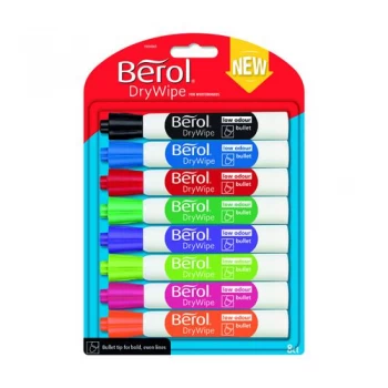 Berol Drywipe Marker Bullet Tip Assorted Pack of 8 1984865