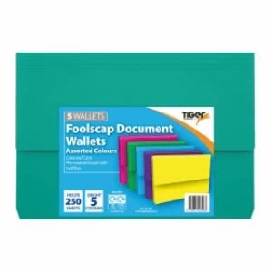 Card Document Wallets Assorted Foolscap Pack of 12 302396
