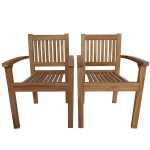 Charles Bentley Stackable Wooden Garden Armchairs - Pair