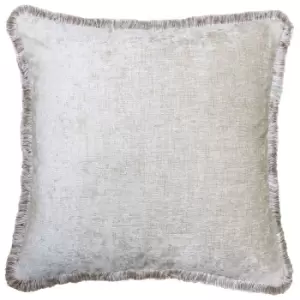 Astbury Chenille Fringed Cushion Natural, Natural / 50 x 50cm / Polyester Filled